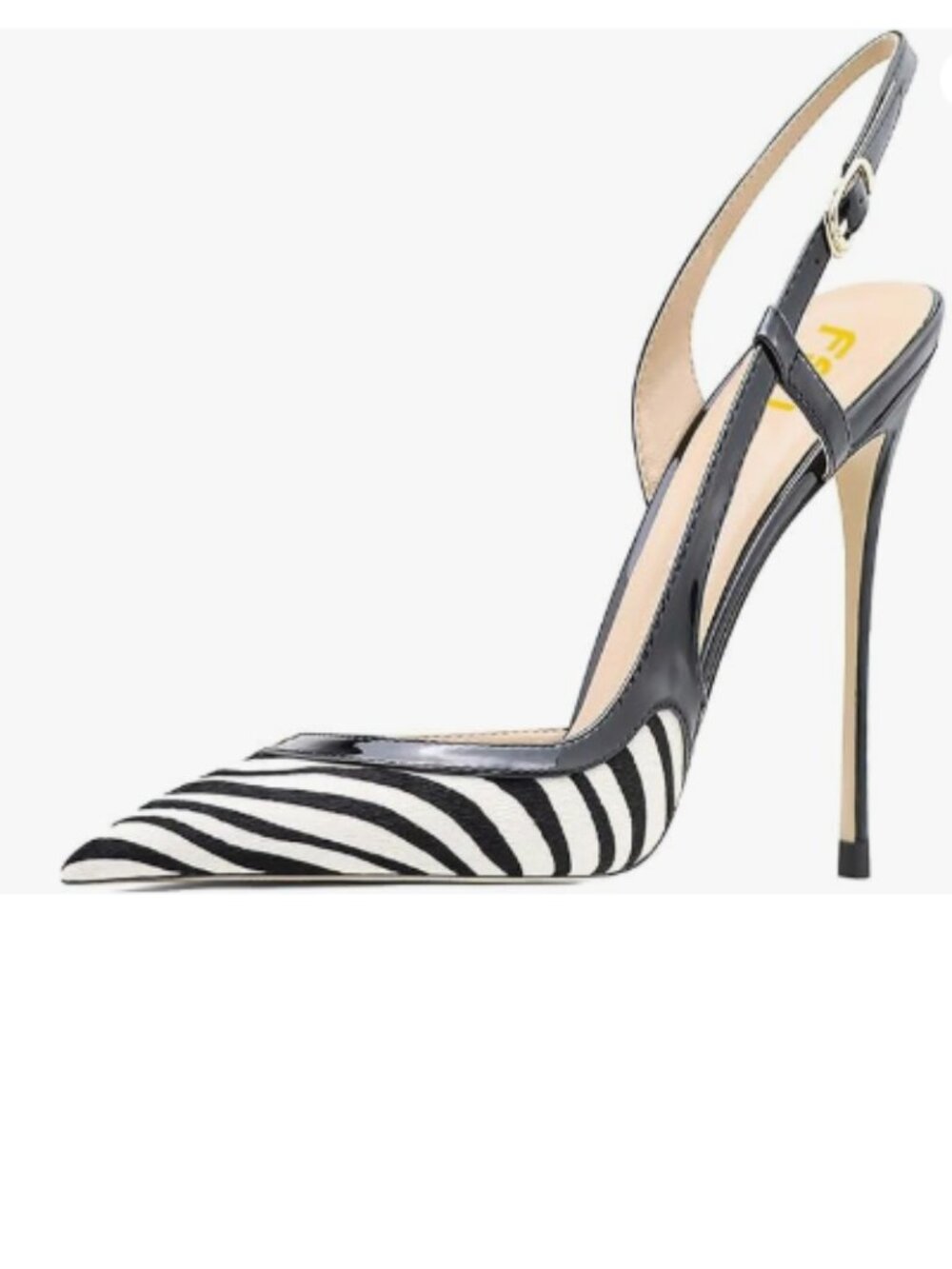 FSJ Zebra Print Pointed Toe D'Orsay High Heel Slingback Pumps